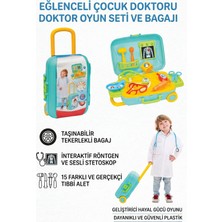 Craftivio Eğitici Oyuncak Doktor Seti Çantalı Tekerlekli Valizli 15 Parça Çocuk Oyun Seti