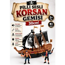 Craftivio Pilli Sesli ve Işıklı Hareketli Oyuncak Korsan Gemisi 30 cm - 2 Adet Figürlü Macera Seti