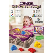Craftivio Art Craft 600 gr Tepsili Şato Kinetik Kum Seti - Kurumayan Eğitici Oyun Kumu ve 5'li Kalıp