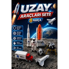 Craftivio 8 Parça Metal Uzay Araçları Seti Die-Cast Astronot Uzay Mekiği ve Roket Oyuncak 3+ Yaş