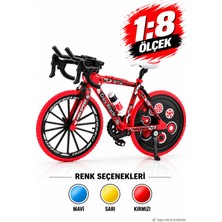 Craftivio 1:8 Ölçek Gerçekçi Metal Maket Bisiklet Kırmızı - Amortisörlü, Hareketli Zincir ve Pedallı Dekoratif Oyuncak