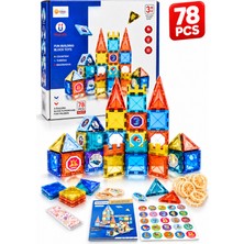 Craftivio 78 Parça Manyetik Yapı Blokları Eğitici Mıknatıslı Zeka Oyunu 3+ Yaş