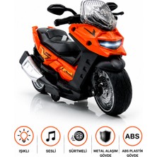 Craftivio Işıklı ve Sesli Sürtmeli Metal Oyuncak Motor 14 cm Diecast Maket Motosiklet Xmax Scooter