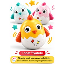 Craftivio Çıngıraklı Hacıyatmaz Bebek Oyuncağı - Hareketli Gözlü Sesli Eğitici Tavuk Figürü 12 cm