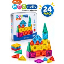 Craftivio 24 Parça Mini Manyetik Yapı Seti - Taşınabilir Metal Kutulu Eğitici Mıknatıslı Zeka Oyunu (Stem)