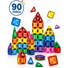 Craftivio 90 Parça Manyetik Yapı Blokları Mıknatıslı Eğitici Stem Zeka Oyuncak Seti 3+ Yaş