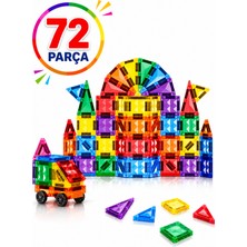 Craftivio 72 Parça Manyetik Yapı Blokları Zeka Geliştirici Eğitici Mıknatıslı Stem Oyuncak Seti