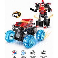 Craftivio 2'si 1 Arada Dönüşen Robot ve Işıklı 4x4 Oyuncak Araba Yapı Blokları Seti - 191 Parça