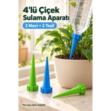 Evgereçlerim 4'lü Çiçek Sulama Aparatı Pet Şişe Uyumlu Mavi Yeşil Set