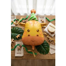 Partixa Şapkalı Safari Zürafa Kafa Folyo Balon 80X56 cm Safari Temalı Çocuk Doğum Günü Parti Süsü