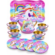 Craftivio Unicorn Temalı Metal Çay Seti Oyuncak Evcilik Takımı 14 Parça