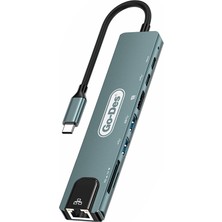 Go-Des Go Des GD-9230 Type-C Bağlantılı 8in1 Usb3.0 + Pd + HDMI 4K Ultra Hd + RJ45 + Sd/tf Hub Adaptör