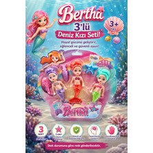 Craftivio Bertha 3'lü Deniz Kızı Seti 11 cm Aksesuarlı Kız Çocuk Oyuncak Bebek