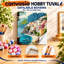 Sayılarla Boyama Numaralı Tuval Seti Boya Fırça Dahil 40X50 cm Akdeniz Esintisi