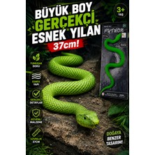 Craftivio Büyük Boy Gerçekçi Esnek Yılan 37 cm Yumuşak Dokulu Yeşil Tpr Oyuncak Python