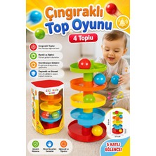 Craftivio Eğitici 5 Katlı Çıngıraklı Top Kaydırma Kulesi - Bebek Zeka ve Motor Beceri Geliştirici Oyuncak