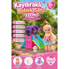 Craftivio Kaydıraklı Mini Bebek Seti 12 cm Sevimli Köpek Figürlü Kız Çocuk Evcilik Oyunu