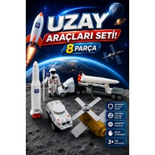 Craftivio Uzay Araçları ve Astronot Oyuncak Seti 8 Parça Dayanıklı Metal Die-Cast 3+ Yaş