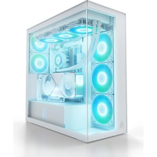 Vionna Arctıc Dikey Gpu Montajlı Xtender (Beyaz) - Pc Kasası, Temperli Panorama Cam, 2 x 420 mm Radyatör Desteği, 5- A-Rgb Fanlar Önceden Monte Edilmiş - Beyaz