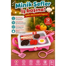 Craftivio Işıklı Oyuncak Izgara ve Mutfak Seti - 12 Parça Aksesuarlı Eğitici Evcilik Oyunu (3+ Yaş)