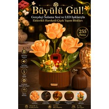 Craftivio LED Işıklı Hareketli Gül Yapım Blokları 255 Parça | Gerçekçi Sulama Sesli Dekoratif Çiçek Seti