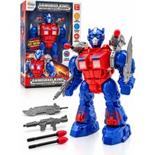 Craftivio Armored King Sesli Işıklı Yürüyen Robot Oyuncak Silahlı ve Fırlatıcılı