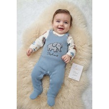 Masal Bebek Fil Baskılı Erkek Bebe Salopet