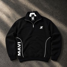 Süprem Siyah Fermuarlı Erkek Sweatshirt