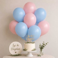 Partixa Makaron Pembe & Açık Mavi Lateks Balon Seti 10'lu – 5 Pembe 5 Mavi Doğum Günü Parti Balon Seti
