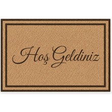 Kartela Halı Hoş Geldiniz Yazılı Çift Çerçeveli Kapı Paspası Koko Kaymaz Kauçuk Taban 40X60 cm