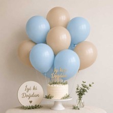 Partixa Latte & Açık Mavi Lateks Balon Seti 10'lu – 5 Latte 5 Açık Mavi Doğum Günü Parti Balon Seti
