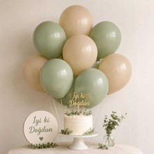 Partixa Pastel Latte & Pastel Açık Yeşil Lateks Balon Seti 10'lu – 5 Latte ve 5 Açık Yeşil Doğum Günü Parti Balonu