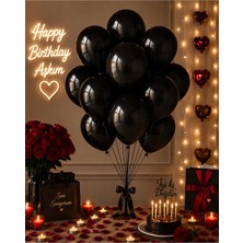 Partixa Siyah Lateks 10'lu Balon Demeti - Romantik Doğum Günü ve Yıldönümü Süsleme Balon Seti