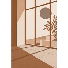 Kartela Halı Gün Işığı Manzaralı Modern Halı Bakır Kaymaz Taban Makinede Yıkanabilir 60x90 cm