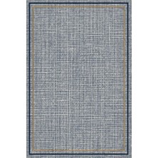 Kartela Halı Jüt Görünümlü Çift Çerçeveli Halı Lacivert Kaymaz Taban Makinede Yıkanabilir 60x90 cm