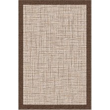 Kartela Halı Jüt Görünümlü Kalın Çerçeveli Halı Kahverengi Kaymaz Taban 60x90 cm