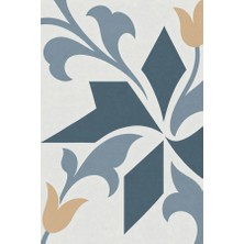 Kartela Halı Çini Ritmi Lale Motifli Halı Mavi Kaymaz Taban Makinede Yıkanabilir 60x90 cm