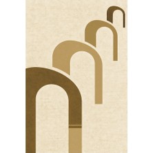 Kartela Halı Yankı Kemer Desenli Modern Halı Hardal Sarısı Kaymaz Taban 60x90 cm