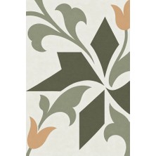 Kartela Halı Çini Ritmi Lale Motifli Halı Adaçayı Yeşili Kaymaz Taban Makinede Yıkanabilir 60x90 cm