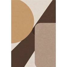 Kartela Halı Kesişim Geometrik Modern Halı Kahverengi Kaymaz Taban Makinede Yıkanabilir 60x90 cm