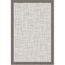 Kartela Halı Jüt Görünümlü Kalın Çerçeveli Halı Açık Gri Kaymaz Taban Makinede Yıkanabilir 60x90 cm