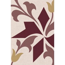 Kartela Halı Çini Ritmi Lale Motifli Halı Bordo Kaymaz Taban Makinede Yıkanabilir 60x90 cm