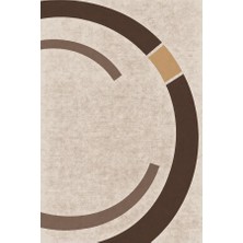 Kartela Halı Yörünge Daire Desenli Modern Halı Kahverengi Kaymaz Taban Makinede Yıkanabilir 60x90 cm