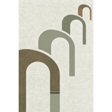 Kartela Halı Yankı Kemer Desenli Modern Halı Adaçayı Yeşili Kaymaz Taban 60x90 cm