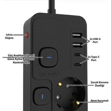 Just Cheap Store Akım Korumalı 4’lü Priz 2xusb 2xtype-C Çıkış Yüksek Gerilim Koruma Priz Çoğaltıcı