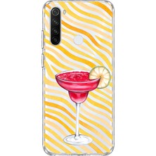 Mobilpad Redmi Note 8 Uyumlu Çizgili Kokteyl Desenli Şeffaf Telefon Kılıfı