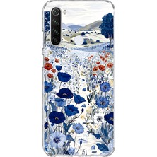 Mobilpad Redmi Note 8 Uyumlu Çiçekler Desenli Şeffaf Telefon Kılıfı