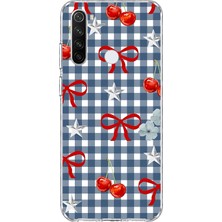 Mobilpad Redmi Note 8 Uyumlu Kiraz Fiyonk Yıldız Desenli Şeffaf Telefon Kılıfı
