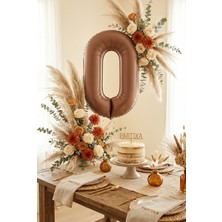 Partixa Çikolata Kahverengi Retro Rakam 0 Folyo Balon 32 Inç 0 Yaş Doğum Günü Vintage Konsept Parti Sayı Dekorasyon Balonu