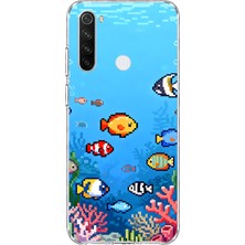 Mobilpad Redmi Note 8 Uyumlu Balıklar Desenli Şeffaf Telefon Kılıfı